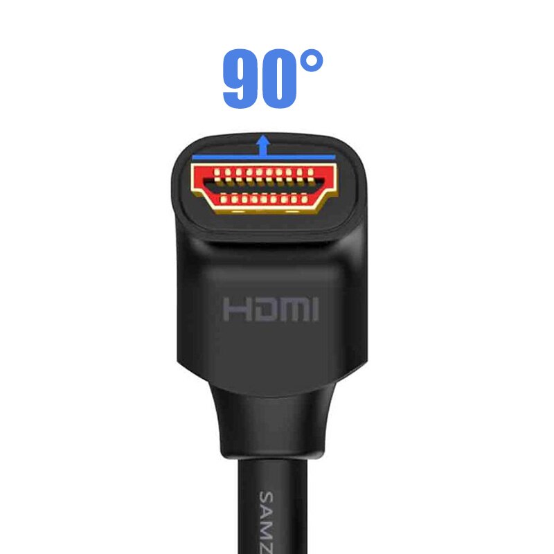 SAMZHE 4K HDMI 2,0 Kabel 90/270 Grad Winkel HDMI zu HDMI Kabel 2K * 4K 1M 1,5 M 2M 3M 5M 1080P 3D für TV PC Projektor PS3 PS4: 90 Grad / 3m