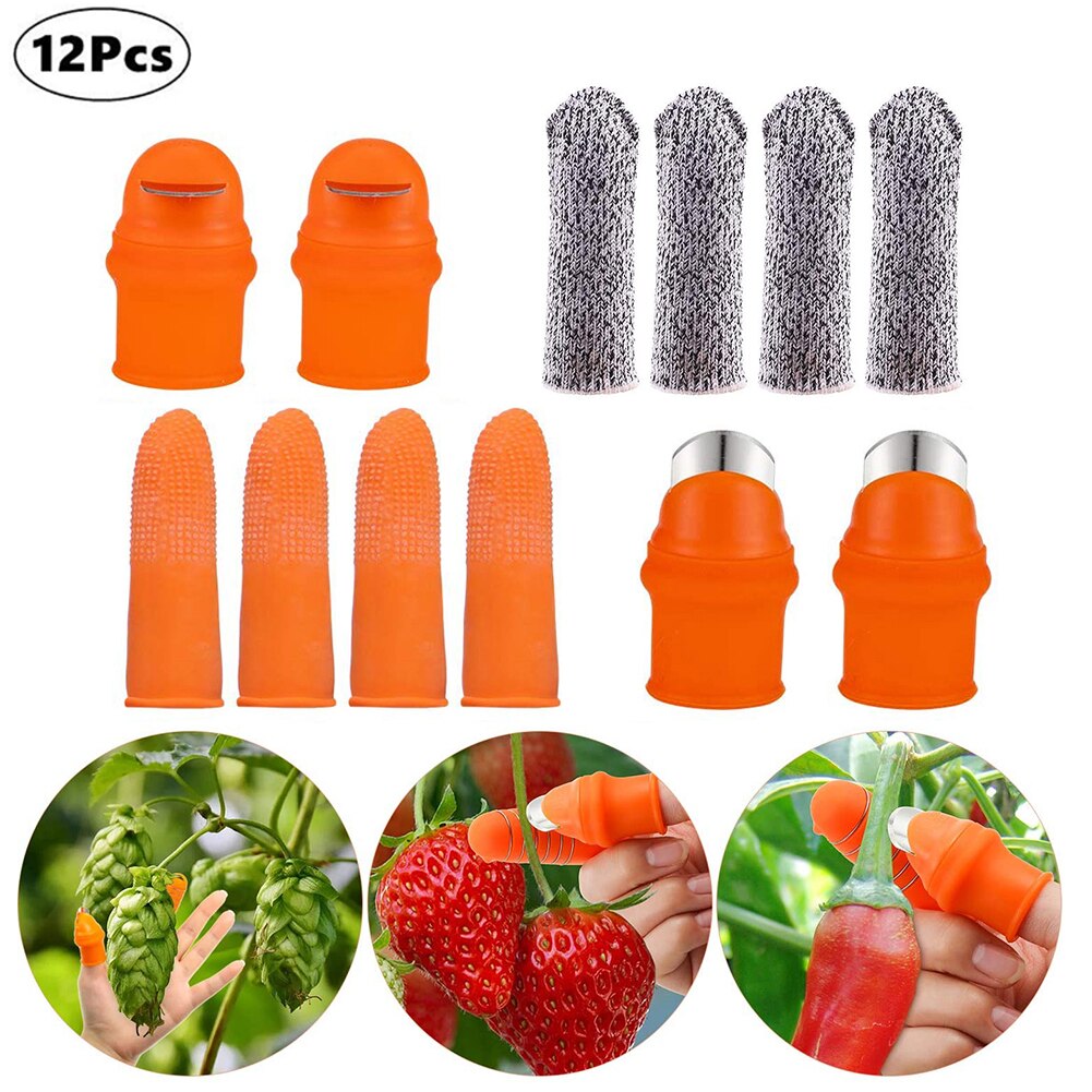 Garden Silicone Thumb Separator Finger Knife Tool Set Picking Thumb Finger Pruning Gardening Plants Vegetables And Fruits 12pcs