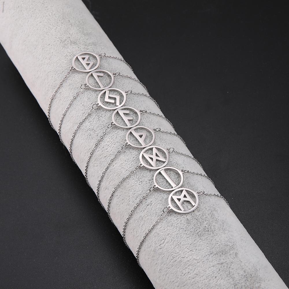 DI-213 Odin Runes Nordic Letter Bracelet Shiny Stainless Steel Futhark Futhorc Charms Bracelets Jewelry for Women Femme