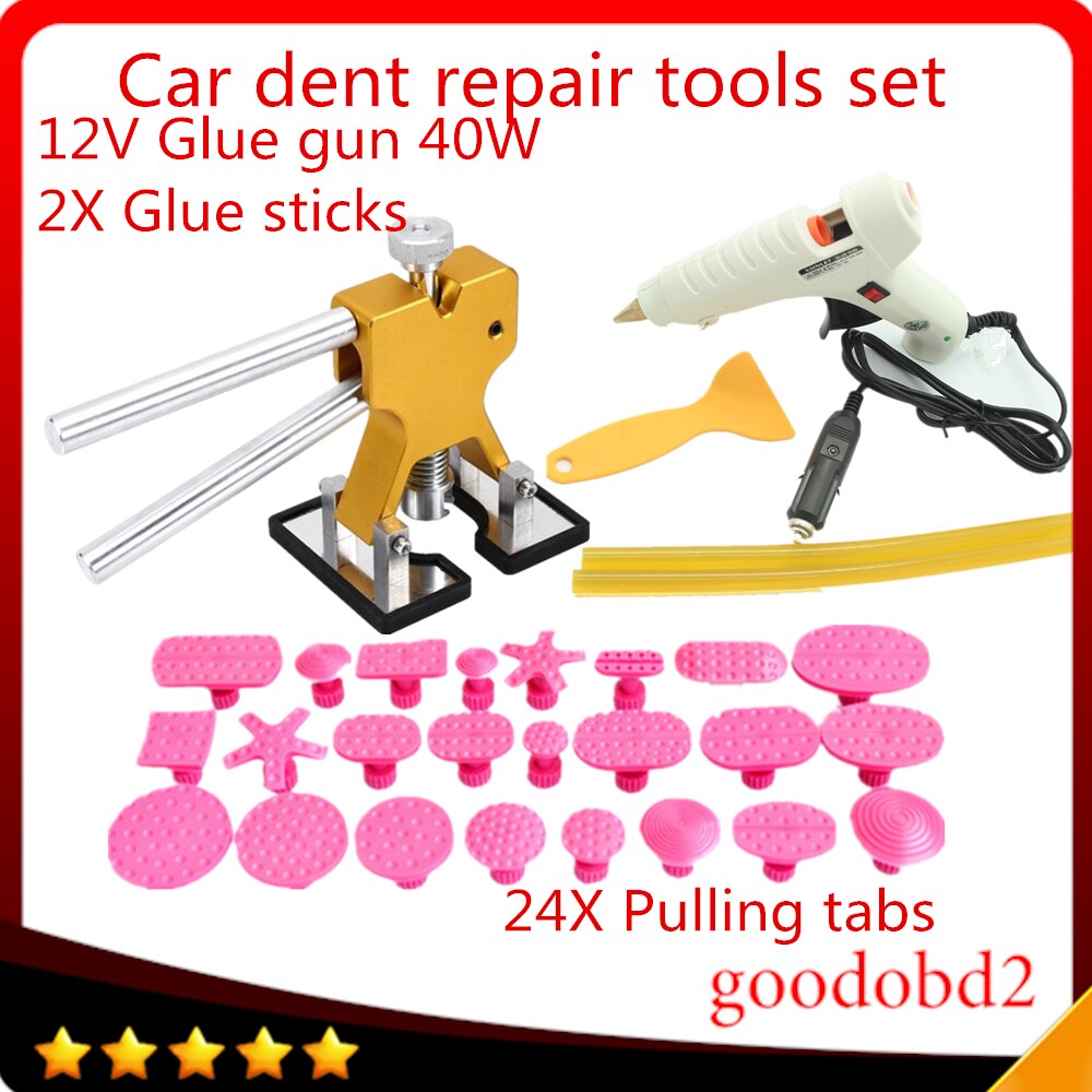 Auto Gereedschap Verveloos Dent Repair Tool Voor Auto Dent Removal Tools Set 24x Lijm Puller Lijmpistool Handgereedschap Set + 12V 40W