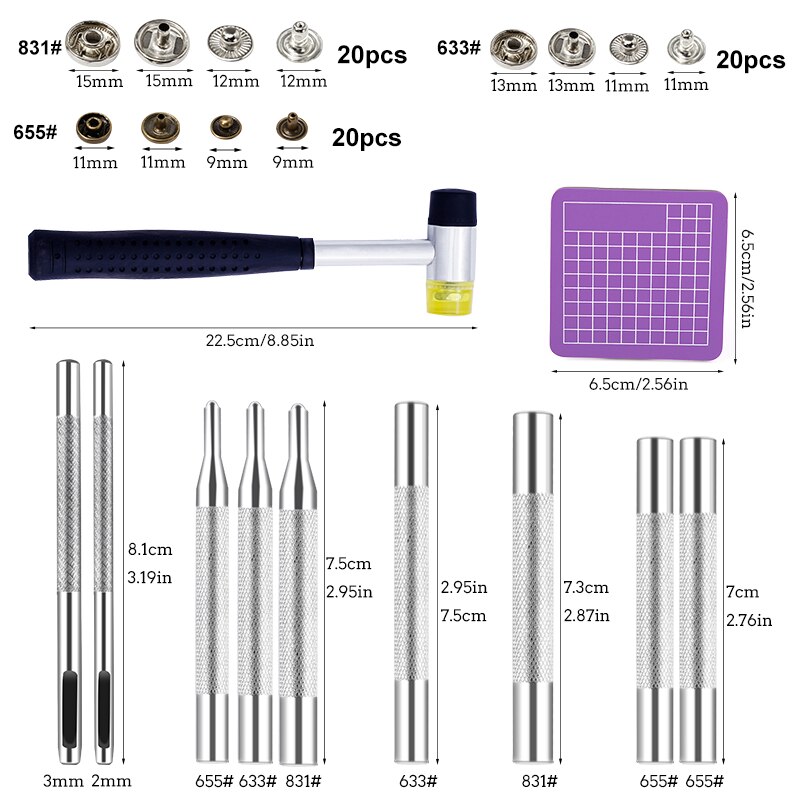 Miusie 40 Set Lederen Snap Fasteners Kit Metalen Drukknopen Naaien Knop Snap Fasteners Voor Leer Craft En Kleding Handgemaakte