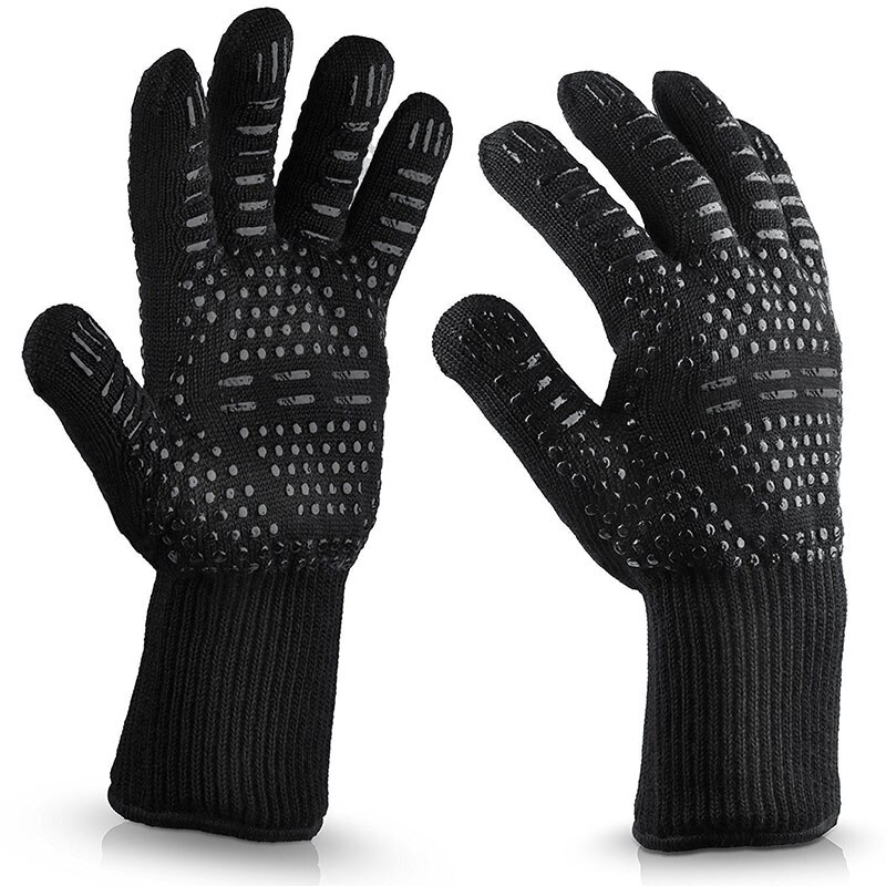 1/2 stk bbq handsker 300-500 celsius ekstrem varmebestandig aramid sikkerheds handsker grill bbq foring bomuld til køkken bageværktøj: 1 par