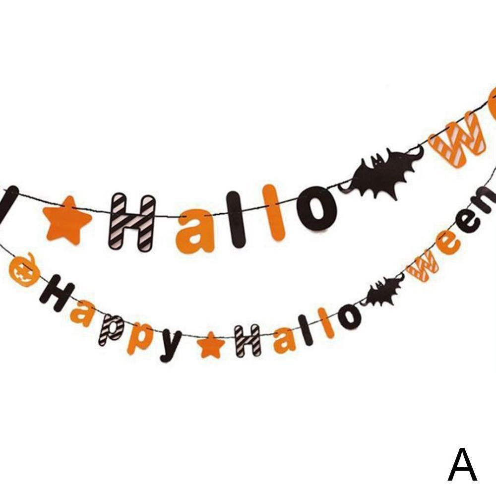 3m halloween trekant pull flag flagermus kranium græskar papir banner halloween fest dekorationer græskar bunting flag party levering: -en