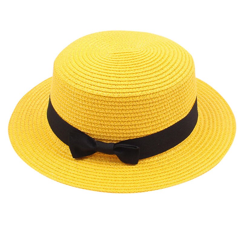 Chapeau d'été pour femmes, casquette unisexe à large bord en laine, ceinture en feutre, haut plat, Fedora, fête, église, Trilby,: Or