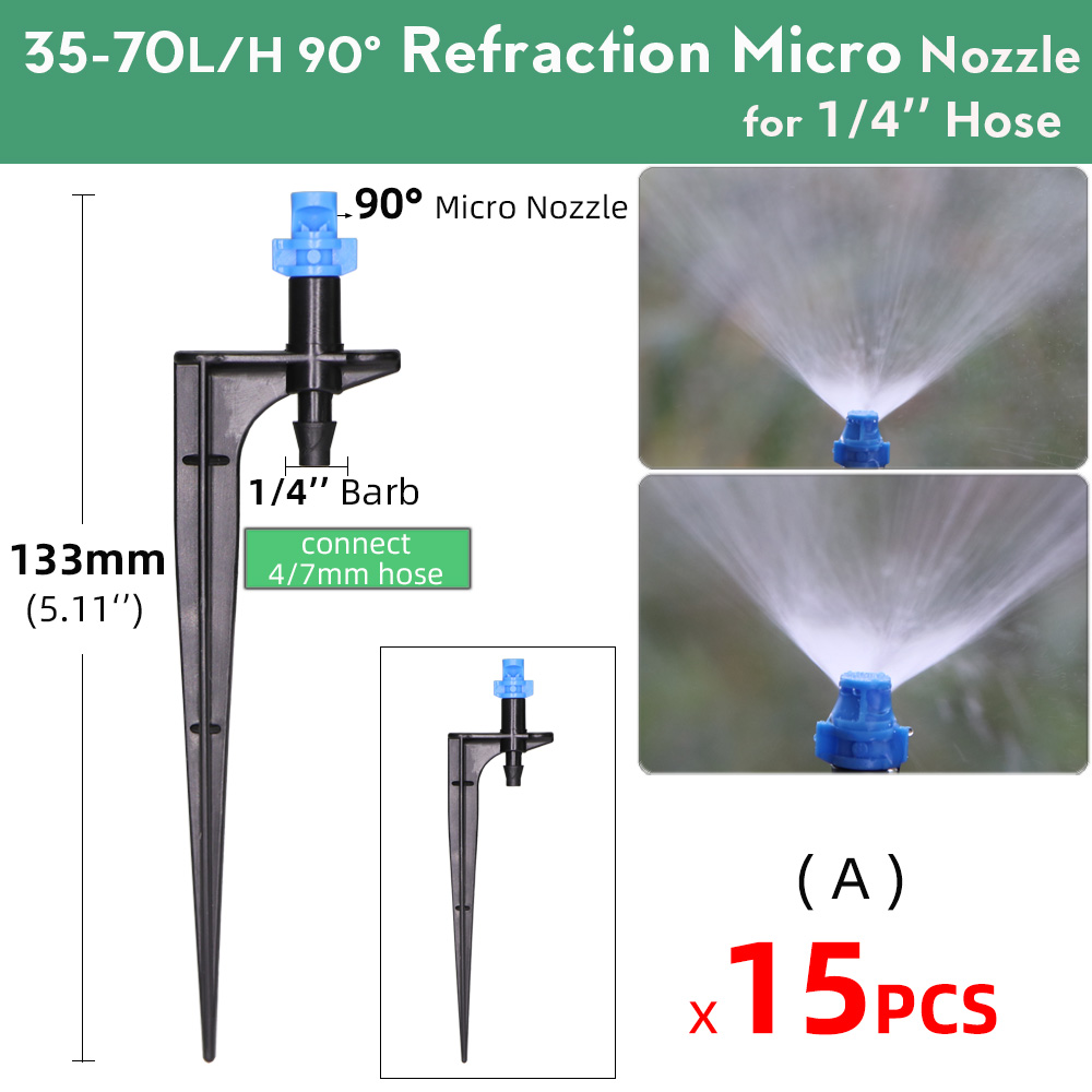 15Stck 90/180/360 ° Gärten Einstellbar Tropf Bewässerung Sprinkler Beschlagen Düsen auf 13CM Einatz Tropf Einsetzen Boden Spritzgerät: Ax15Stck