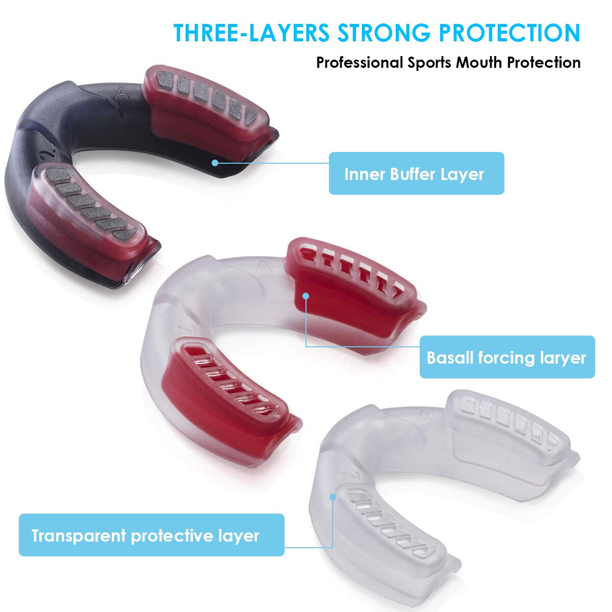 3Pcs Boksen Tandensteunen Eva Tanden Protector Kids Jeugd Gebitsbeschermer Tanden Brace Guard Voor Basketbal Rugby Boksen Beschermende Gear