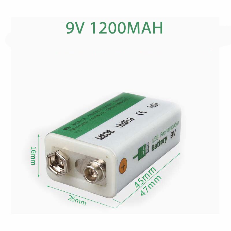 USB cycle charging battery 9V 1200mAH is suitable for camera and other series of electronic products+USB charging cable
