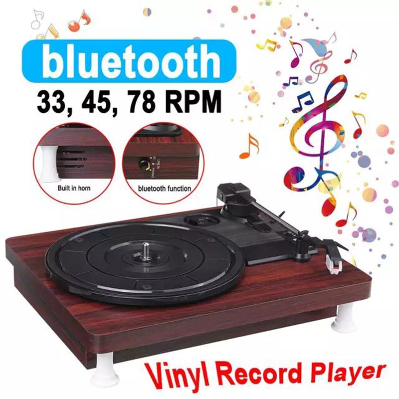 33, 45, 78 Rpm Record Speler Ingebouwde Luidsprekers Antieke Bluetooth Grammofoon Draaitafel Disc Vinyl Audio Rca R/L 3.5mm Hout Kleur