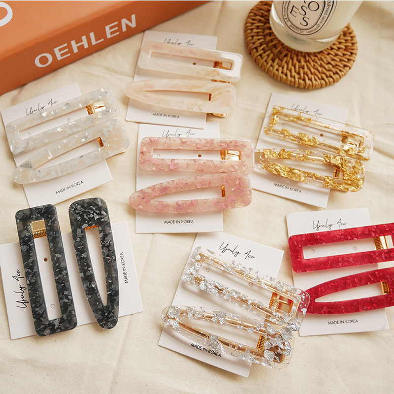1PC Neue Frauen Mädchen Acryl Hohl Waterdrop Rechteck Haar Clips Zinn Folie Pailletten Haarnadeln Barrettes Stirnbänder Haar Zubehör