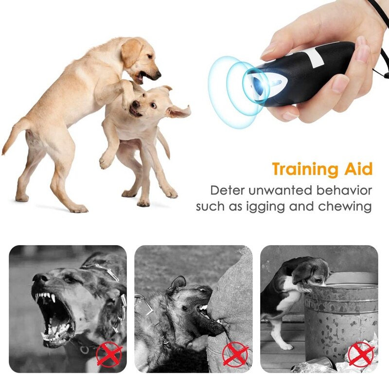 Handheld Dog Repellent, LED Ultrasonic Infrared Dog Deterrent 2 in 1 Dog Behavior Training Device