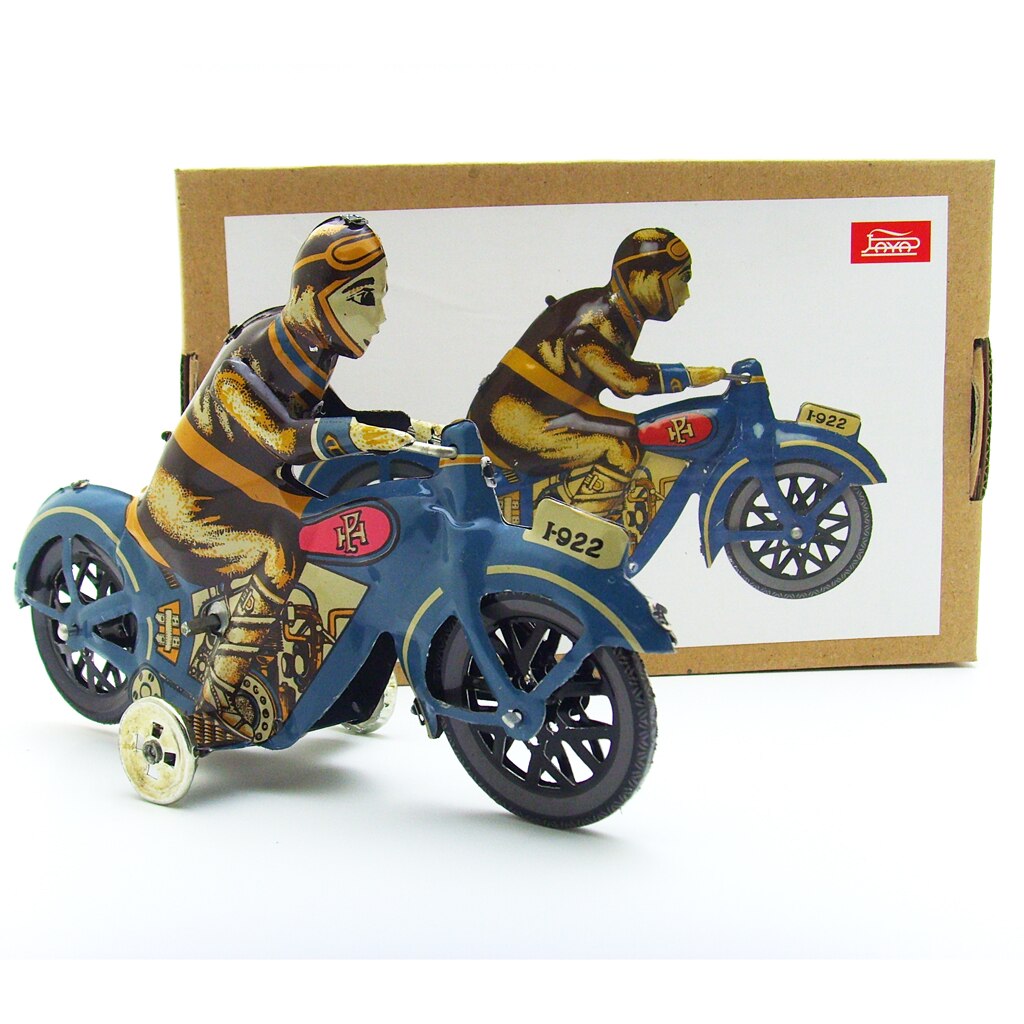 Wind Up Man Rijden Motorfiets Clockwork Metalen Blikken Speelgoed