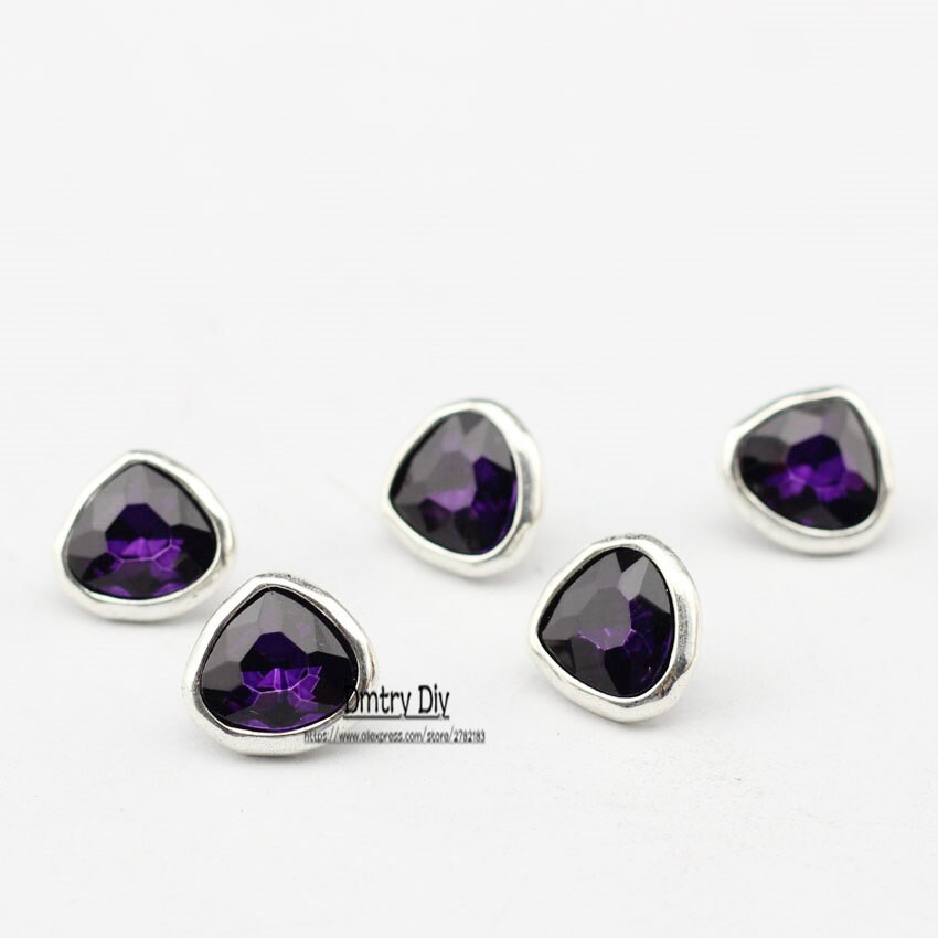 Dmtry 5 unids/lote, broche de cuero de corazón de cristal plateado a la para pulsera hecha a mano DIY, collar, joyería, accesorios para hacer LC0039
