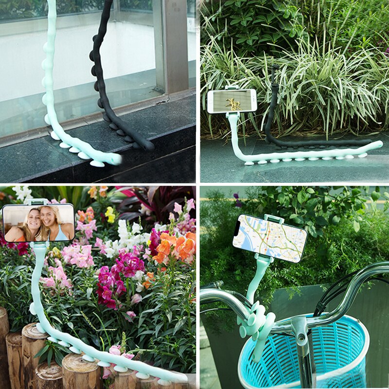 1pc søte caterpillar lazy bracket mobiltelefon holder orm fleksibel telefon sugekopp stativ for hjemmevegg stasjonær sykkel