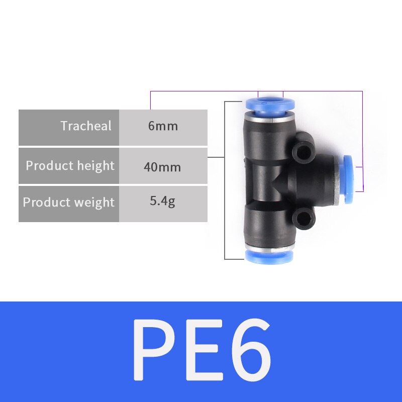 Pneumatic Fittings PET 4mm 6mm 8mm 10mm 12mm Air Water Hose Tube One Touch Straight Push-In Plastic Quick Connector Tube Fitting: PET-4