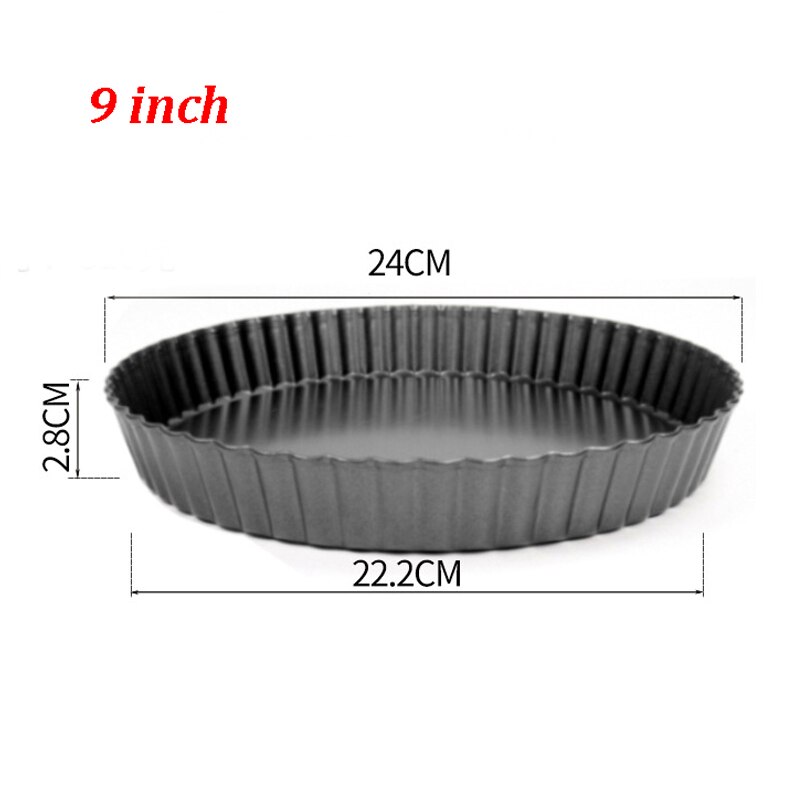 1pc Tart Quiche Flan Pan Non-Stick Molds Pie Pizza Cake Round Mould Removable Loose Bottom Fluted Heavy Duty Bakeware Pan ZXH: 9 inch
