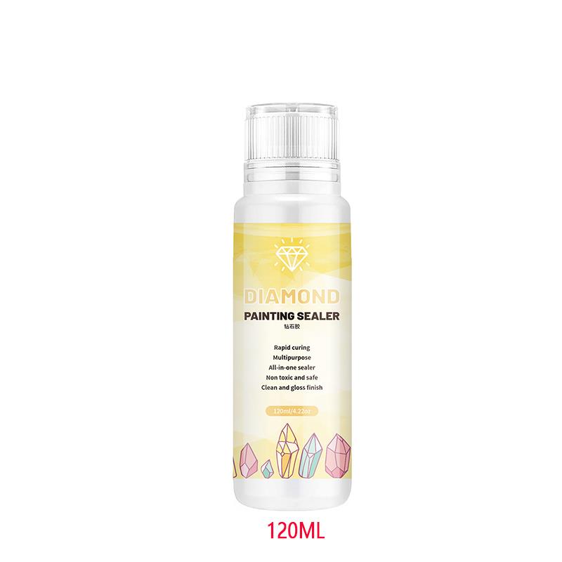 120ML Diamond Painting Sealer 5D Diamond Painting Art Glue Permanent Hold & Shine Effect Sealer Diamond Painting Puzzle: light yellow