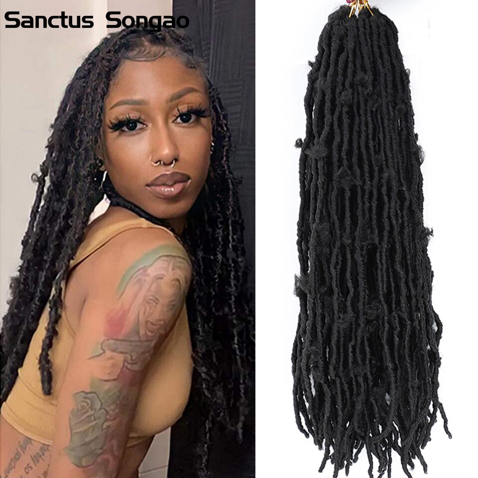 Butterfly Locs synthetic Crochet Braiding Hair 18‘ 24’ Bob Distressed Crochet Faux locs Hair Apply to Extension for Black Women: 18inches / 3Pcs/Lot