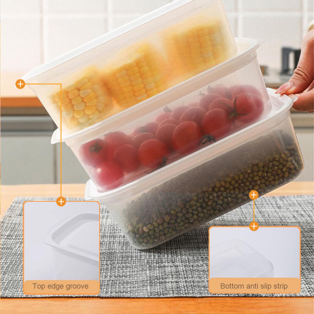 Kitchen Plastic Storage Boxes Fridge Space Saver Organizer Home Food Transparent Container Refrigerator Microwaveable Storage