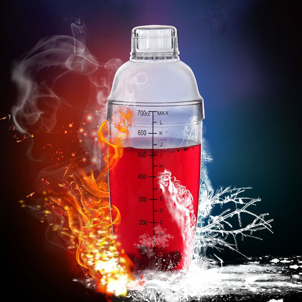 Home Portable Coffee Transparent Wine Mixer Party Resin Beverage Cocktail Shaker Drink Bar Tools Barware Bottle With Scale