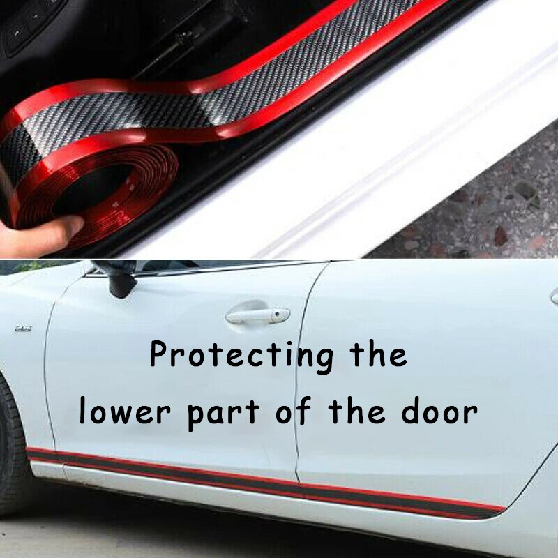 Auto Stickers Anti Scratch Deurbeschermer Rubber Strip Koolstofvezel Auto Drempelbescherming Bumper Film Sticker Auto Styling