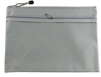 Sac à fermeture éclair porte document rose bleu vert, sac enveloppe pour fichier papier a4/8.5x11, pochette en toile pour papeterie de bureau: grey
