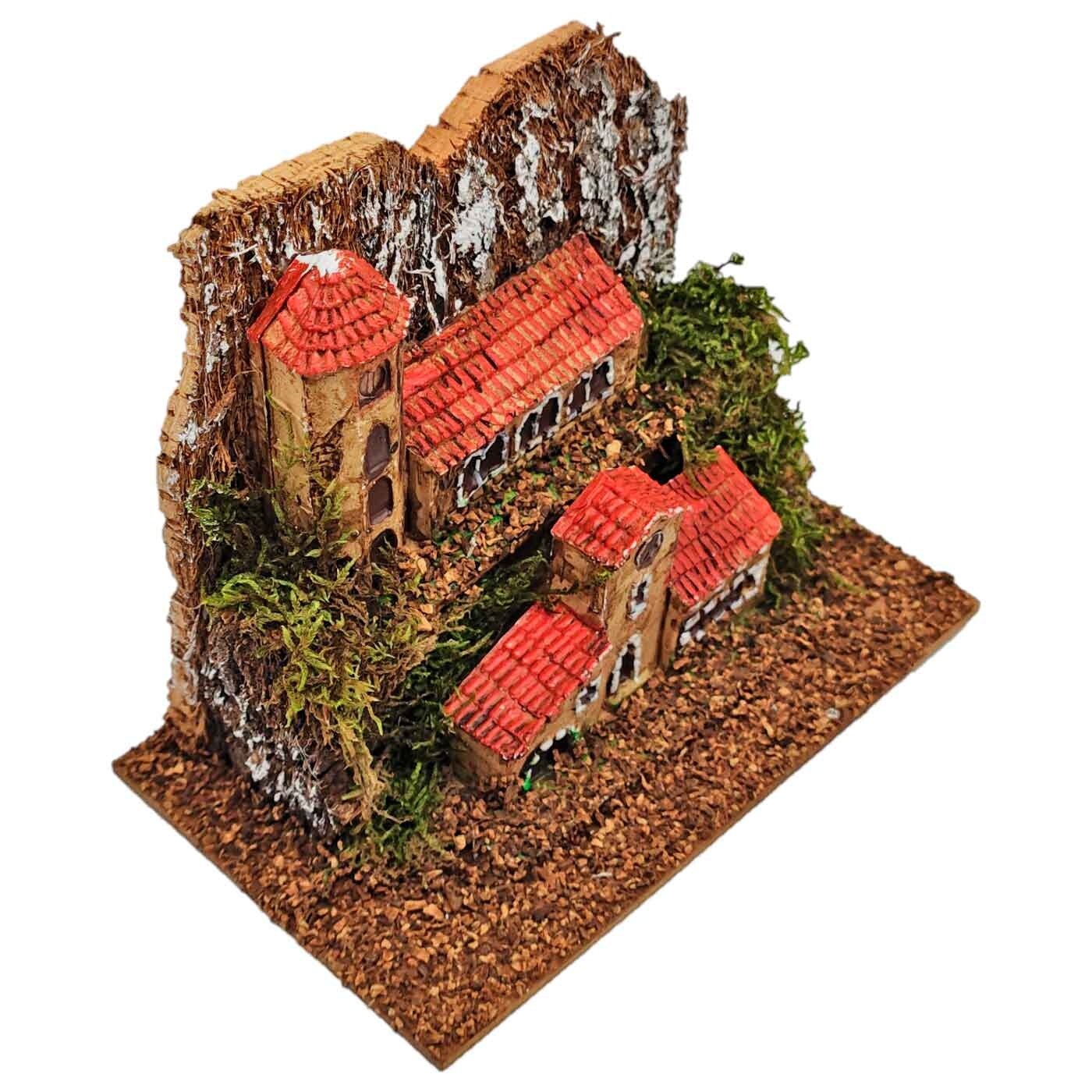 Oliver Art - Pueblo de montaña para belén navideño, resina y corcho, monasterios, edificios decorativos nacimiento, pesebre, na