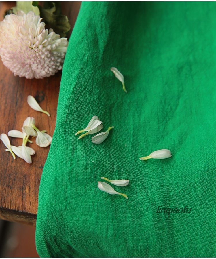 Emerald green brand linen fabric high-end linen cloth,skirt dress fabric Linen clothing Fabric,telas patchwork algodon