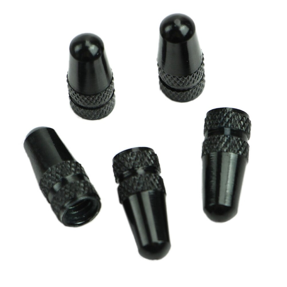 5Pcs Fietsen Universal Aluminium Frankrijk Type Fiets Auto Accessoires Tire Stofdicht Kleine Ventieldopje: Black