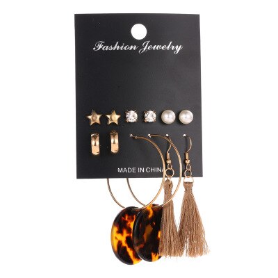 Tassel Earrings Bohemian 6 Pair Stud EarringsFor Women girl Accessories jewelry: HJ-13