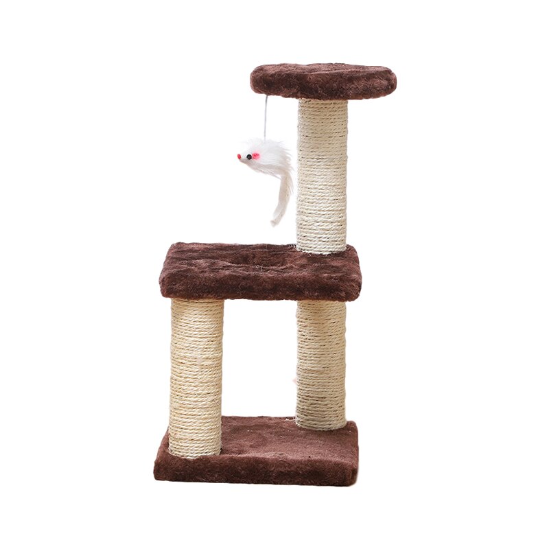 Krabpaaltoren, grappige krabpaal voor katten, beschermend meubilair, klimboom voor katten, krabpaal met bungelende speeltjes voor katten: Koffie