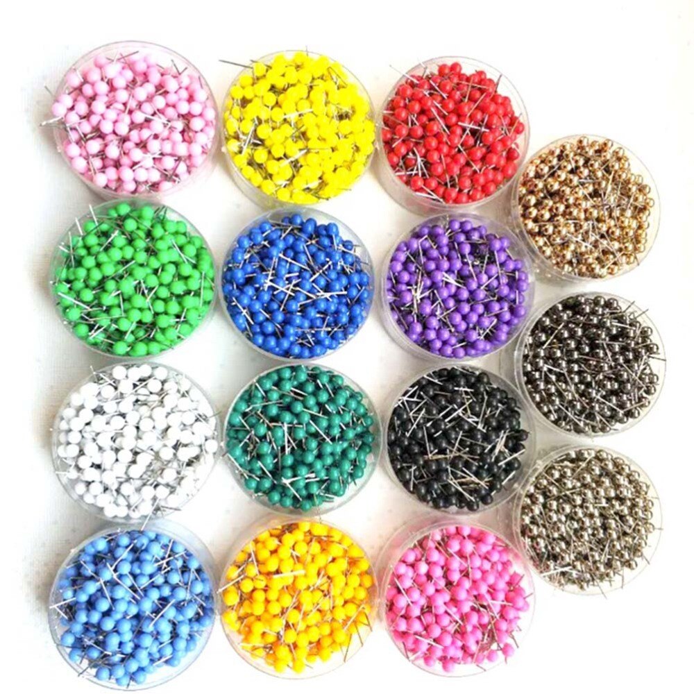 300 Pcs Zwarte Kaart Kopspijkers Push Pins Plastic Ronde Parel Hoofd Met Stalen Punt Voor Prikbord Bulletin Board En Stof
