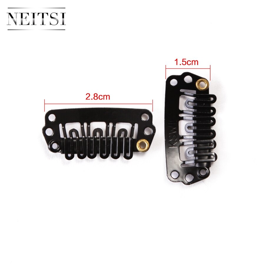 Neitsi U Shape Clips Stainless Steel Hair Snap Clips for Feather Clip In Hair Extensions Wigs Weft 2.8cm 50pcs/pack 5 Colors