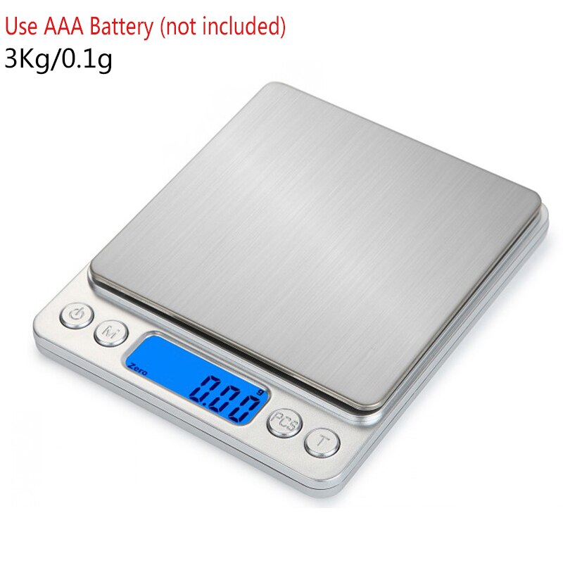 Balança eletrônica digital lcd 3kg/0.1g, usb, balança de pesagem para joias, gramas de joias de alta precisão, balança de peso para cozinha: 3kg-0.1g