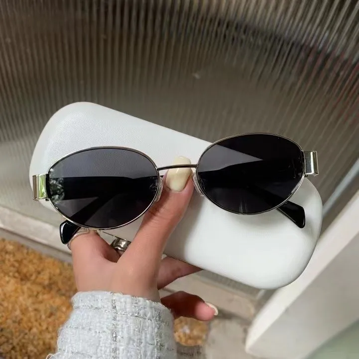 Gafas de sol ovaladas de para mujer 2024, gafas de sol con montura metálica de de de lujo, gafas de sol redondas clásicas Vintage para mujer, Unisex