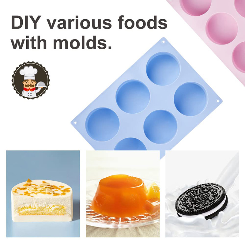 Silicona Oreo Cookie Moldes de chocolate para galletas Jabón Pudín Jello Muffin Cilindro antiadherente Moldes antiadherentes para hornear BPA Free