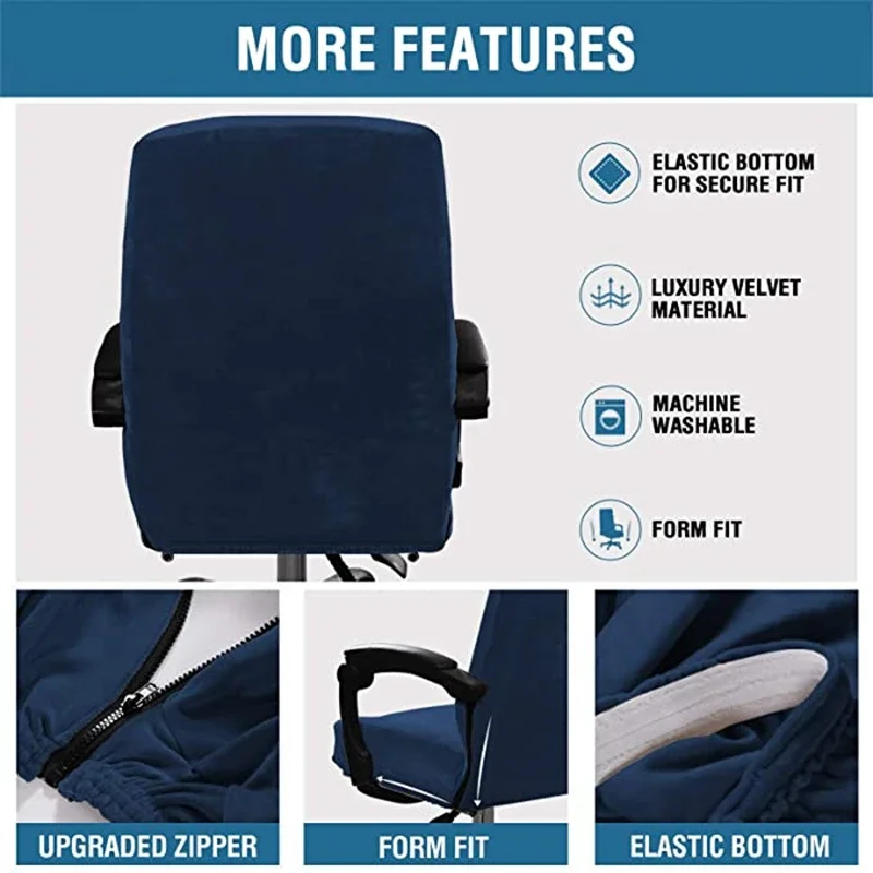 Fundas para sillas De ordenador De oficina, Protector De sillón, negro, azul, , Housse De Chaise, incluye reposabrazos, fundas para sillas De Gamer De Velet