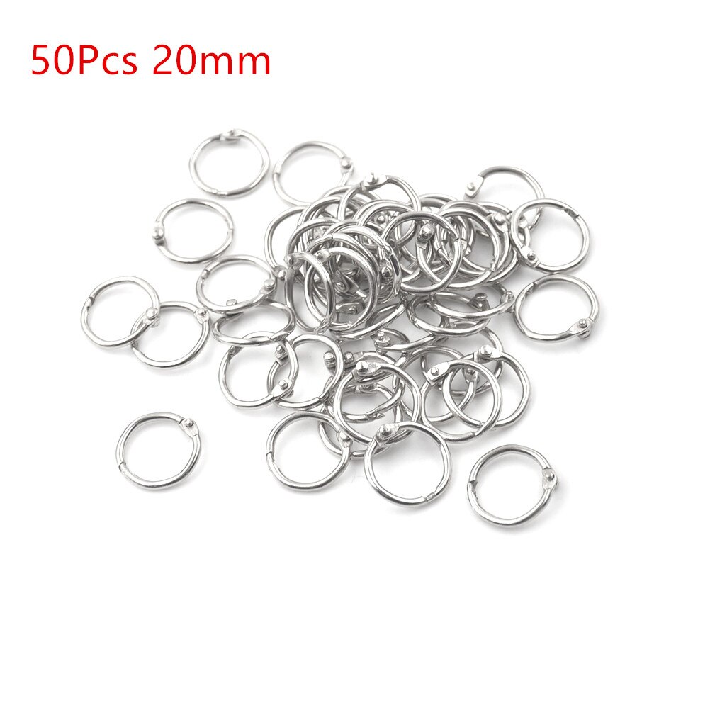 50 pièces agrafe en métal feuille lâche Circlip anneau diamètre extérieur 20mm porte-clés livre reliure anneau