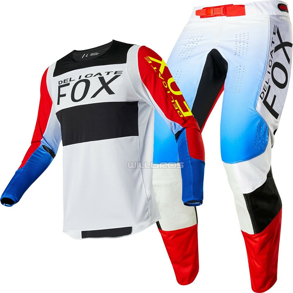Delicate Fox MX Racing 360 Linc Automotive MTB Bike Off-road Motorcycle Gear Set Motorbike Suit: jersey XXL pant 38 / Blue
