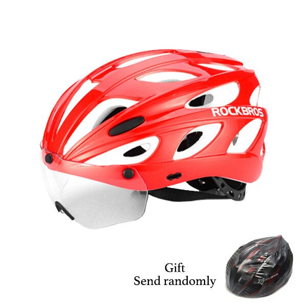 Rockbros Integraal-Gegoten Fiets Helmen Ultralight Magnetische Bril Mtb Mountain Road Fietshelmen Met Bril 57-62 Cm