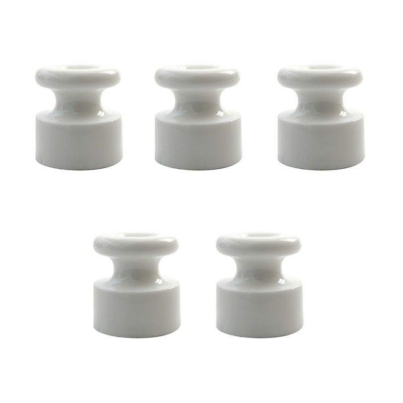 5Pcs Porseleinen Isolator Voor Twisted Draad Vaststelling, Keramische Isolator Voor Elektrische Stof Kabel Ogernizer: White