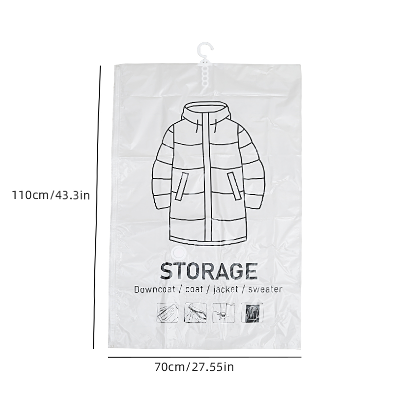 Hanging Vacuum Storage Bags, Hanging Space Saver Bags, Hanging Storage Bags for Clothes, Vacuum Sealed for Suits, Dress, Jacket: Yellow
