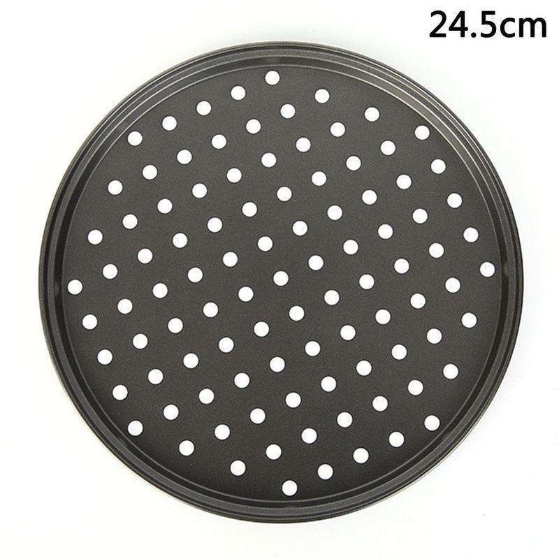 Bandeja plana para horno de acero al carbono resistente al calor, antiadherente, para cocina, plato sólido, película para Pizza, 1 Uds., Q3W4: 24.5 cm