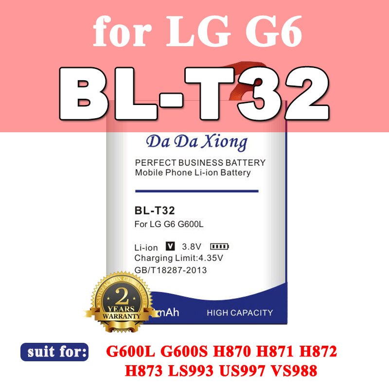 Hoge capaciteit batterij voor lg  g5 g6 g4 g7 g8 g3 g3 mini thinq  v20 h850 d725 d858 g7+ g7 thinq lm  g710 q7+  lmq 610 g600l h870 h871: Voor lg  g6