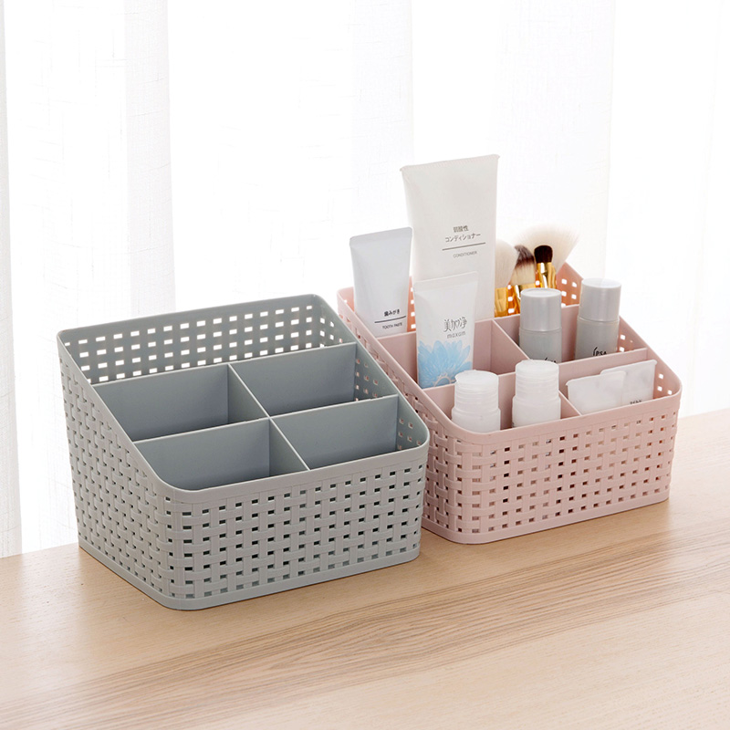 Hoomall Home Office Stationary Storage Container Box Plastic Hollow Makeup Organizer 5 Grids Desktop Sundries Storage Basket