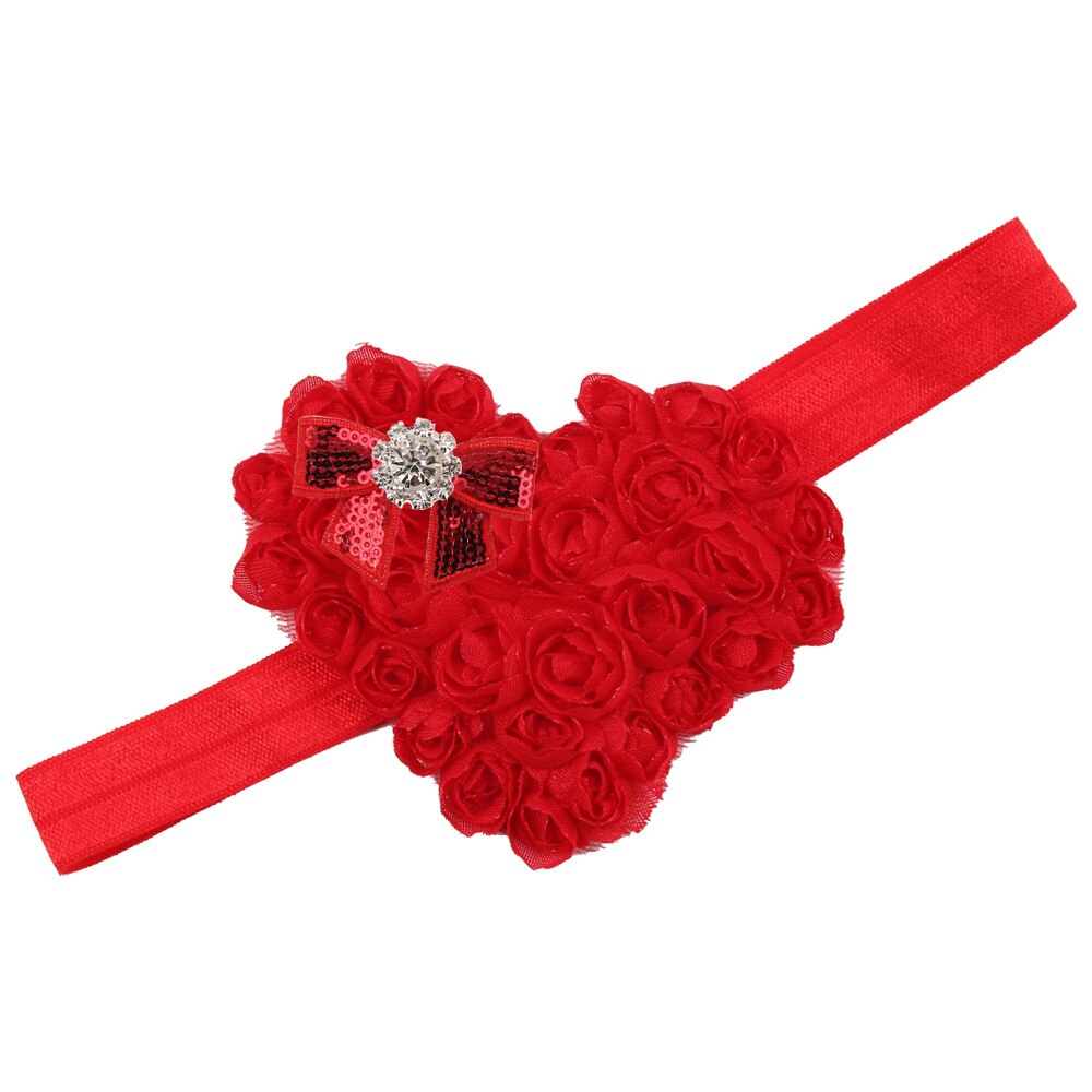 ABDO Small Flowers Elastic Baby Headband For Girls Love Valentine's Day Costume Baby Hair Accessories Girl Hairband: Red A