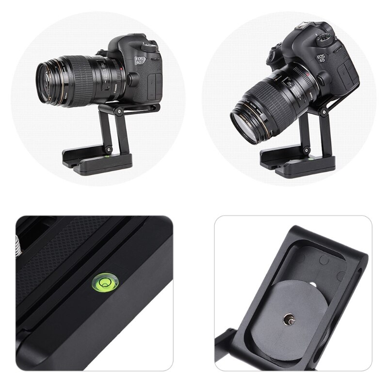 OOTDTY Z Flex Tilt Tripod Head Aluminum Alloy Folding Z Tilt Head Quick Release Plate Stand Mount Spirit Level For Phones Camera