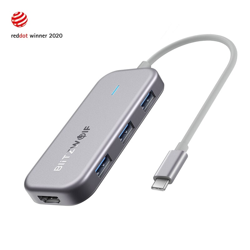 BlitzWolf BW-TH5 7 in 1 USB C Data Hub 3-Port USB 3.0 TF Card Reader PD Charging 4K HDMI Display for MacBooks for iPad Laptop