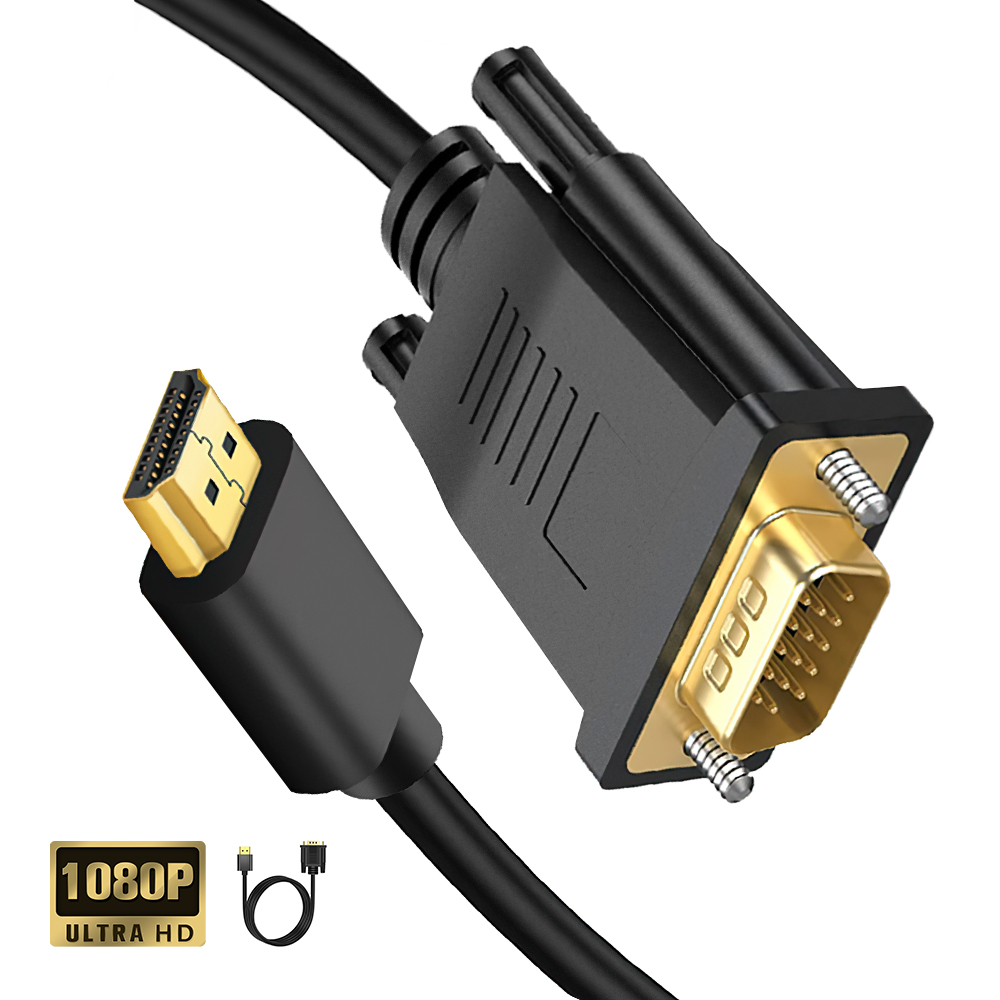 24k st guldpläterad hdmi till vga-adapter anslutningslinjekonverteringskabel 10m st fhd 1920*1080p st för stationär bärbar dator dator tv skärm projektor