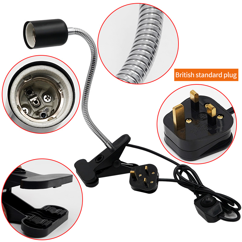 Uva/uvb E27 Pet Reptile Aquarium Heat Lamp Clip-On Bulb Adjustab Holder Tortoises Basking Uv Heating Lamp Kit for Lizard Turtle