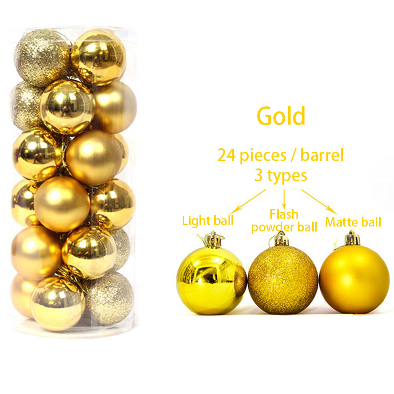 24 Stks/set Kerstboom Decor Ballen Glitter Snuisterij Opknoping Bal Party Festival Thuis Ornament Decor Voor Thuis Party Decor: 24pcs Gold